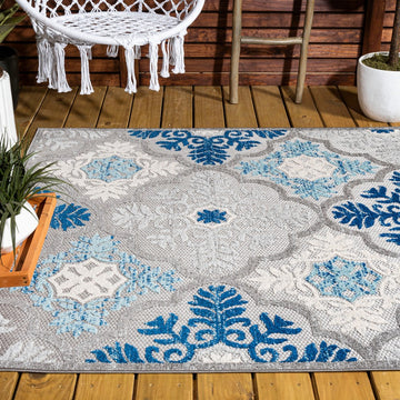 Cassis Ornate Ogee Trellis High-low Indoor/outdoor Area Rug
